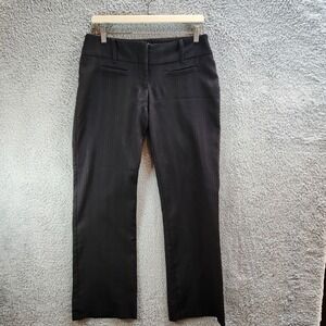 Studio Y Dress Pants Womens 32W Black Striped Stretch Pockets Flat Front Zip Fly